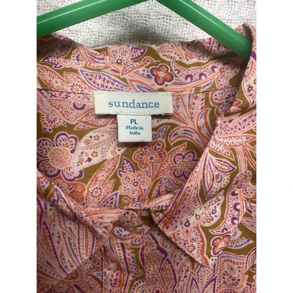 Sundance Poppy Bloom Paisley Women's Pullover Shirt Blouse Size Petite Large PL